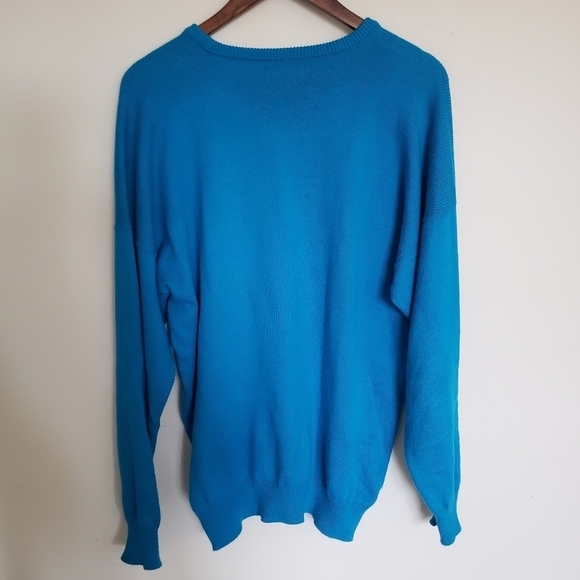 Vintage Wolsey Golf Sweater Brigt Blue 100% Cotton Grandpa Dad Sweater Crewneck - Picture 7 of 12